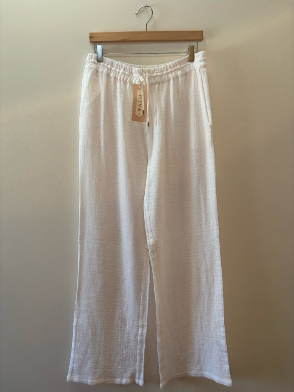 Melissa Odabash White Boot-Cut Drawstring Pants